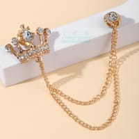 Crown Rhinestone Brooch Pin Gold Silver Alloy Fashion Badge for Suit Blazer Scarf_img_1