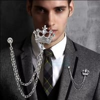Crown Rhinestone Brooch Pin Gold Silver Alloy Fashion Badge for Suit Blazer Scarf_img_2