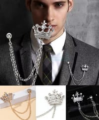 Crown Rhinestone Brooch Pin Gold Silver Alloy Fashion Badge for Suit Blazer Scarf_img_0