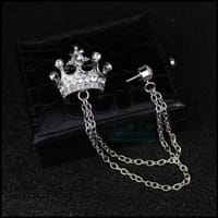 Crown Rhinestone Brooch Pin Gold Silver Alloy Fashion Badge for Suit Blazer Scarf_img_3
