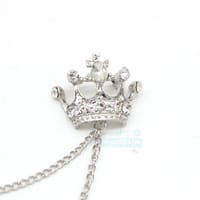 Crown Rhinestone Brooch Pin Gold Silver Alloy Fashion Badge for Suit Blazer Scarf_img_6