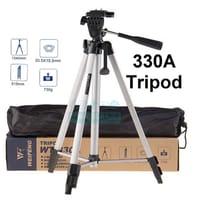 TRIPOD 330A Professional Aluminum Camera TRIPED-SIVERS WITH MOBILE HOLDER and 360 Degree Swivel Fluid Head_img_0