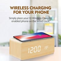 Smart Wooden LED Alarm Clock with Wireless Charging_img_0