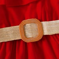 Kids Girls Red Ruffle Party Dress with Belt (3 to 8 years)_img_3