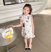 Kids Girls Summer Elegant Floral Cheongsam Style Chinese Princess Dress (1 to 6 years)_img_2