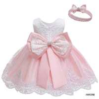 Baby Girls Princess Lace Bow Party Dress with Headband (0 to 4 years)_img_4
