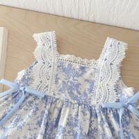 Kids Girls Summer Porcelain Flower Lace Bow Frock Dress (2 to 6 years)_img_2