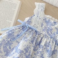 Kids Girls Summer Porcelain Flower Lace Bow Frock Dress (2 to 6 years)_img_3