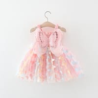 Baby Girl Butterfly Wings Fairy Sleeveless Pleated Lace Summer Dress (6 months to 3 years)_img_8