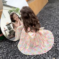 Kids Girls Big Bow Chiffon Floral Princess Dress (2 to 7 years)_img_0