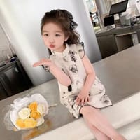 Kids Girls Summer Elegant Floral Cheongsam Style Chinese Princess Dress (1 to 6 years)_img_0