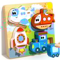 4-in-1 3D Wooden Puzzle Board for Kids – Educational Animal & Vehicle Shape Matching Toy_img_11