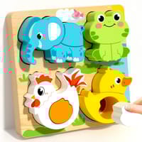 4-in-1 3D Wooden Puzzle Board for Kids – Educational Animal & Vehicle Shape Matching Toy_img_9