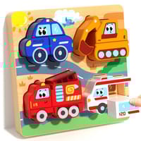 4-in-1 3D Wooden Puzzle Board for Kids – Educational Animal & Vehicle Shape Matching Toy_img_10