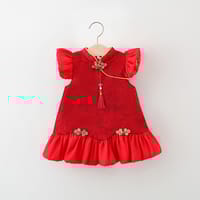Baby Girl Elegant Traditional Style Red Party Dress (6 months to 3 years)_img_2