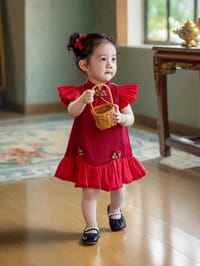 Baby Girl Elegant Traditional Style Red Party Dress (6 months to 3 years)_img_1