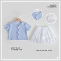 Kids Girls Boutique Textured Elegant Summer Top & Tiered Skirt Set (1 to 6 years)_img_8