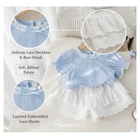 Baby Girls Princess Blue Top with White Lace Skirt Dress (6 months to 6 years)_img_9