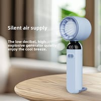 Kids Portable Folding Mini Handheld Rechargeable Trending Turbo Fan With LED Display & Long Battery Life_img_2