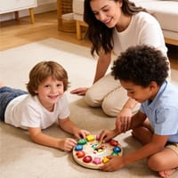 Kids Wooden Educational Clock Toy with Number Shapes - Learning Time, Shapes & Colors Montessori Toy_img_0