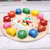Kids Wooden Educational Clock Toy with Number Shapes - Learning Time, Shapes & Colors Montessori Toy_img_4