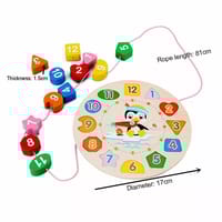 Kids Wooden Educational Clock Toy with Number Shapes - Learning Time, Shapes & Colors Montessori Toy_img_7