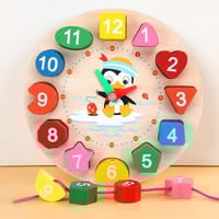 Kids Wooden Educational Clock Toy with Number Shapes - Learning Time, Shapes & Colors Montessori Toy_img_3