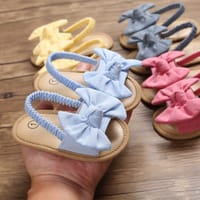 Baby Girls Bow Sandals – Soft Sole Elastic Strap Toddler Summer Sandal (3 to 15 months)_img_0