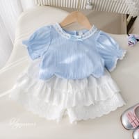 Baby Girls Princess Blue Top with White Lace Skirt Dress (6 months to 6 years)_img_0