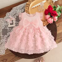 Baby Girl Flying Sleeves Elegant 3D Rose Summer Princess Dress (6 months to 3 years)_img_1