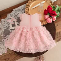 Baby Girl Flying Sleeves Elegant 3D Rose Summer Princess Dress (6 months to 3 years)_img_2