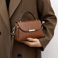 Vintage Textured Leather Crossbody Satchel for Women._img_0