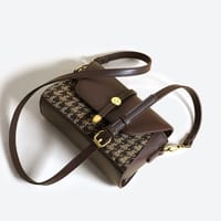 Vintage Brown Houndstooth Crossbody Bag for Women._img_2
