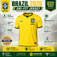 Men's Brazil Football World Cup 2026 Dri-FIT Home Jersey – Breathable Premium Yellow Brasil Football Official Jersey_img_4