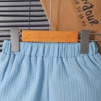 Boys Summer Cotton Blue Shirt & Shorts Set (3 to 8 Years) – Lightweight Textured Kids 2PCS Outfit_img_6