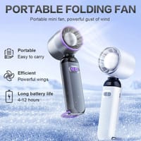 Portable Folding Turbo Fan 100-Speed Mini Handheld Rechargeable Trending Fan with LED Display & Long Battery Life_img_0
