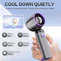 Portable Folding Turbo Fan 100-Speed Mini Handheld Rechargeable Trending Fan with LED Display & Long Battery Life_img_2