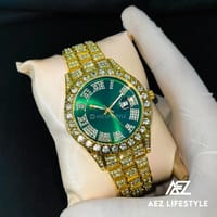 Full Iced Hip Hop Watch Green Dial_img_0
