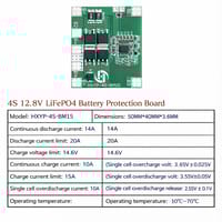 4S 12V 20A LiFePO4 BMS Battery Protection Board HXYP-4S-BM15_img_1