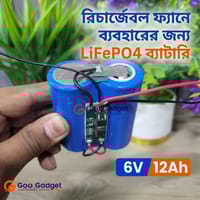 6V 6Ah LiFePO4 Battery Pack 32700 Cells 2S with 10A BMS for Rechargeable Fan_img_2