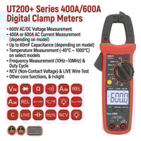 UNI-T UT200+ Series Digital Clamp Meters | 400A/600A | True RMS | NCV | CAT III 300V | Models: UT201+ | UT202+ | UT202A+ | UT203+ | UT204+_img_0
