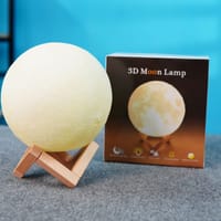 Rechargeable 3D Moon Lamp with Wooden Stand - 16-Color RGB Night Light with Touch and Remote Control_img_3