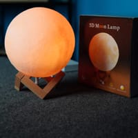 Rechargeable 3D Moon Lamp with Wooden Stand - 16-Color RGB Night Light with Touch and Remote Control_img_0