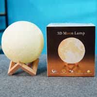 Rechargeable 3D Moon Lamp with Wooden Stand - 16-Color RGB Night Light with Touch and Remote Control_img_1
