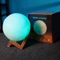 Rechargeable 3D Moon Lamp with Wooden Stand - 16-Color RGB Night Light with Touch and Remote Control_img_2