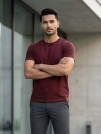 EB03 Classic Fit Maroon RL Embroidery Tshirt_img_0