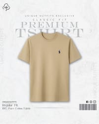 EB05 Classic Fit Beige RL Embroidery Tshirt_img_1