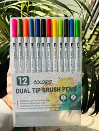12 Dual Tip Brush Pen + One Book (Combo)_img_1