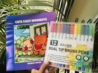 12 Dual Tip Brush Pen + One Book (Combo)_img_3