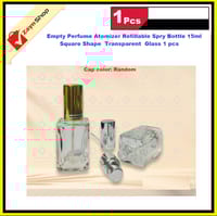 Empty Perfume Atomizer Refillable Spry Bottle 15ml Square Shape Transparent Glass 1 pcs Random color cap_img_0